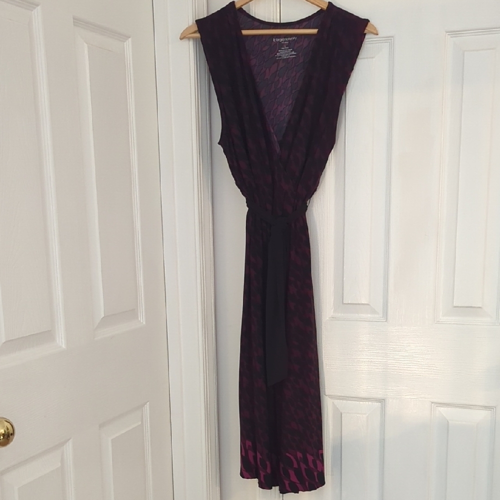Liz Lange Purple Sheath Midi Dress with Tie Front